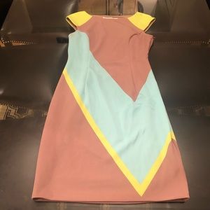 Color block short sleeve midi dress